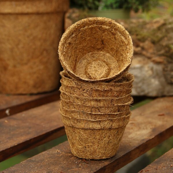 8cm Coir pots  pack of 10 - Image 3