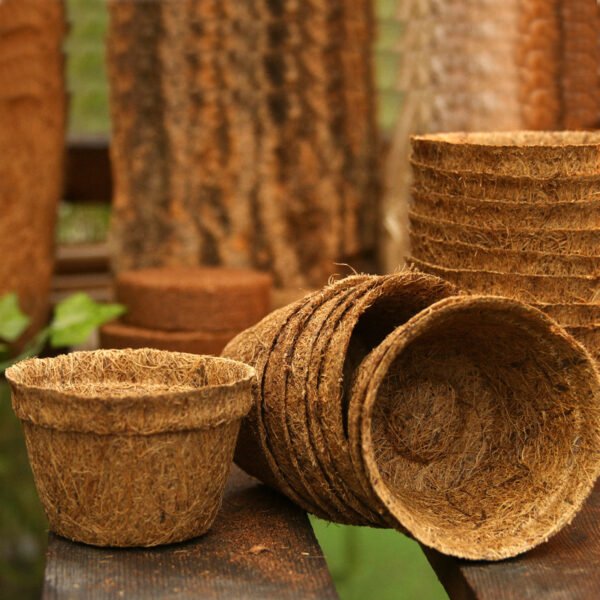 8cm Coir pots  pack of 10 - Image 5