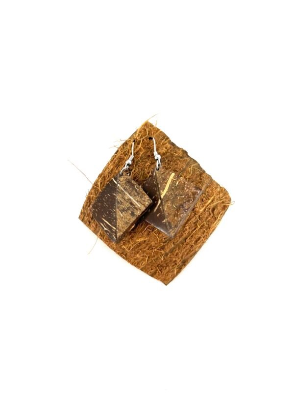 Natural Coconut Shell Earrings -  A Drop - Image 4