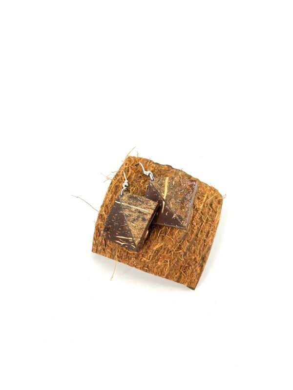 Natural Coconut Shell Earrings -  A Drop - Image 3