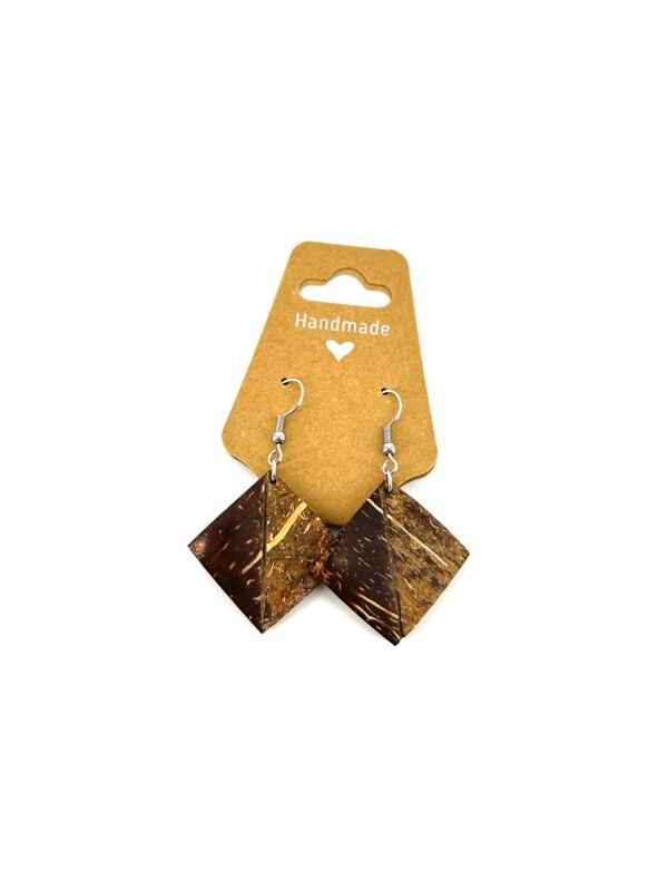 Natural Coconut Shell Earrings -  A Drop - Image 2